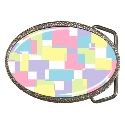 Mod Pastel Geometric Belt Buckle (Oval) from ArtsNow.com Front