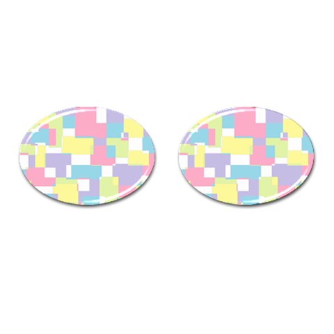 Mod Pastel Geometric Cufflinks (Oval) from ArtsNow.com Front(Pair)