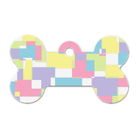 Mod Pastel Geometric Dog Tag Bone (Two Sided) from ArtsNow.com Front