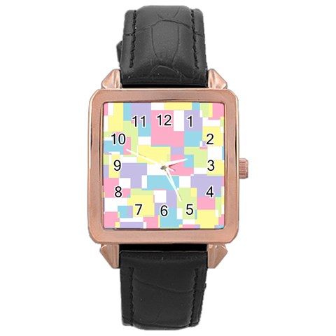 Mod Pastel Geometric Rose Gold Leather Watch  from ArtsNow.com Front