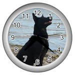 Black German Shepherd Wall Clock (Silver)