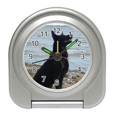 Black German Shepherd Desk Alarm Clock from ArtsNow.com Front