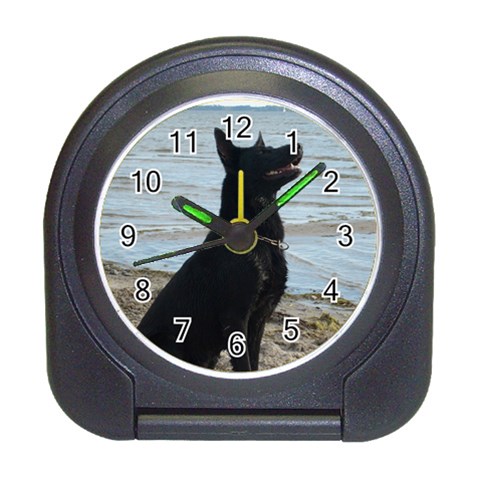 Black German Shepherd Desk Alarm Clock from ArtsNow.com Front