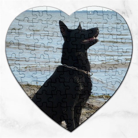 Black German Shepherd Jigsaw Puzzle (Heart) from ArtsNow.com Front