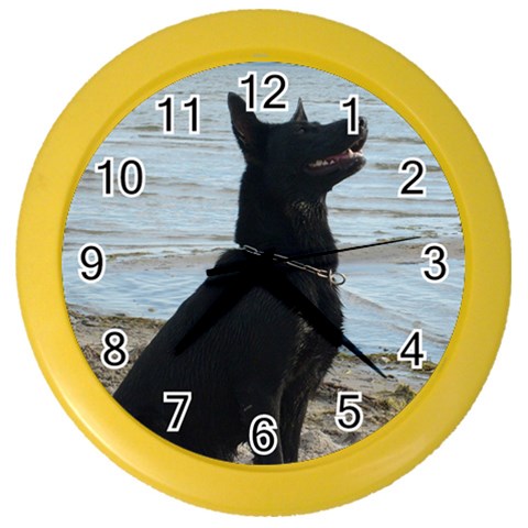 Black German Shepherd Wall Clock (Color) from ArtsNow.com Front