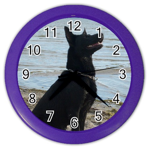 Black German Shepherd Wall Clock (Color) from ArtsNow.com Front