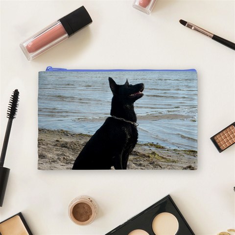 Black German Shepherd Cosmetic Bag (Medium) from ArtsNow.com Front