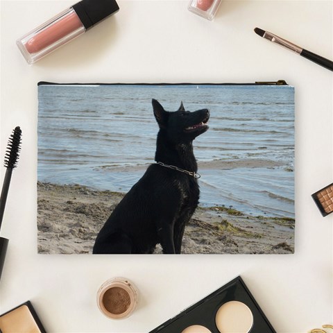 Black German Shepherd Cosmetic Bag (Large) from ArtsNow.com Back