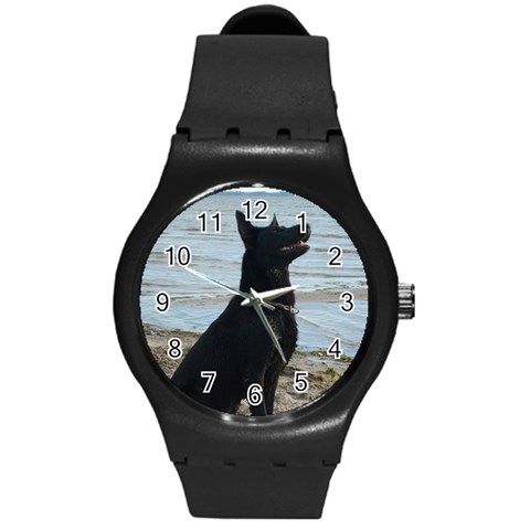 Black German Shepherd Plastic Sport Watch (Medium) from ArtsNow.com Front