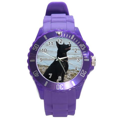 Black German Shepherd Plastic Sport Watch (Large) from ArtsNow.com Front