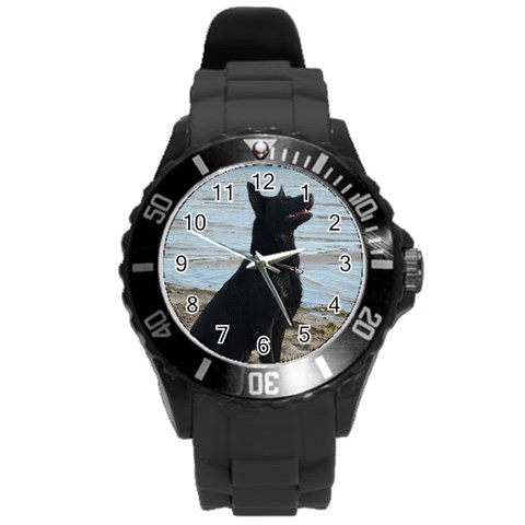 Black German Shepherd Plastic Sport Watch (Large) from ArtsNow.com Front