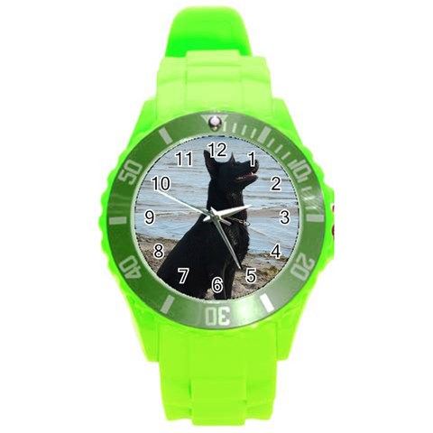 Black German Shepherd Plastic Sport Watch (Large) from ArtsNow.com Front