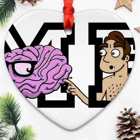 Poke Brain Me 2 Heart Ornament (Two Sides) from ArtsNow.com Front