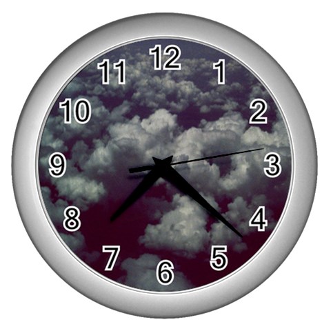 Through The Evening Clouds Wall Clock (Silver) from ArtsNow.com Front