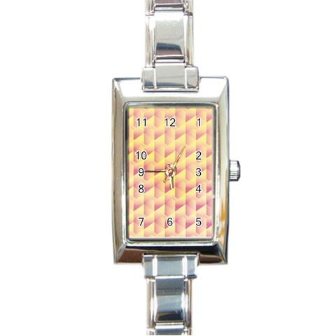 Geometric Pink & Yellow  Rectangular Italian Charm Watch from ArtsNow.com Front