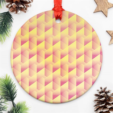 Geometric Pink & Yellow  Round Ornament from ArtsNow.com Front