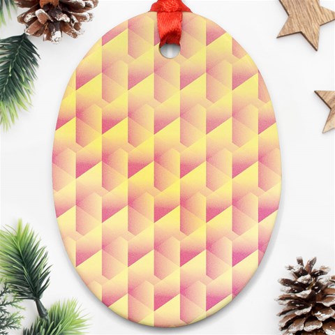 Geometric Pink & Yellow  Oval Ornament from ArtsNow.com Front