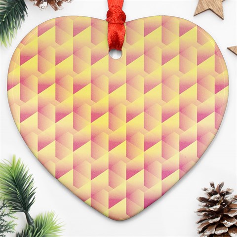 Geometric Pink & Yellow  Heart Ornament from ArtsNow.com Front