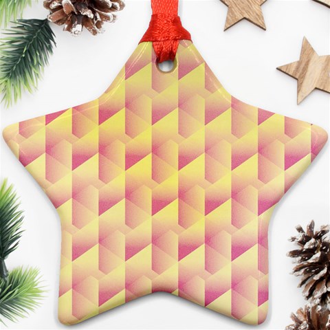 Geometric Pink & Yellow  Star Ornament from ArtsNow.com Front