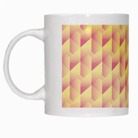 Geometric Pink & Yellow  White Coffee Mug from ArtsNow.com Left