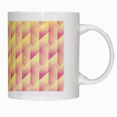 Geometric Pink & Yellow  White Coffee Mug from ArtsNow.com Right