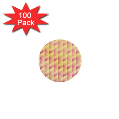 Geometric Pink & Yellow  1  Mini Button (100 pack) from ArtsNow.com Front