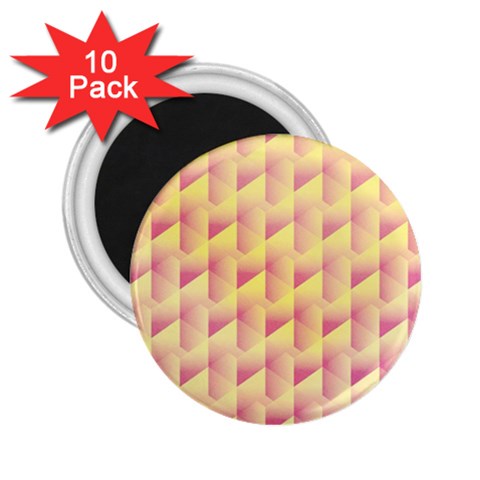 Geometric Pink & Yellow  2.25  Button Magnet (10 pack) from ArtsNow.com Front