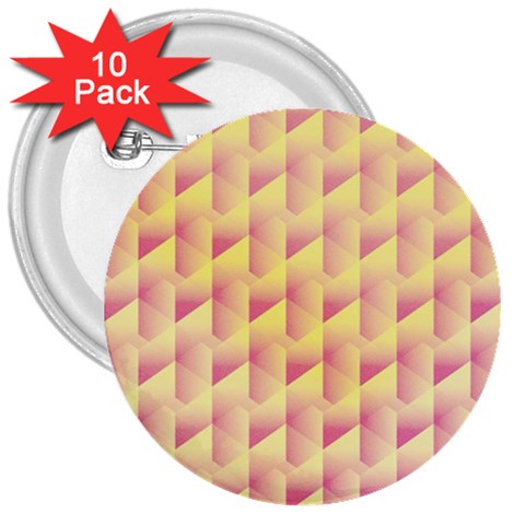 Geometric Pink & Yellow  3  Button (10 pack) from ArtsNow.com Front