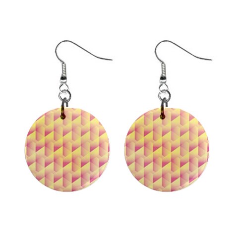 Geometric Pink & Yellow  Mini Button Earrings from ArtsNow.com Front