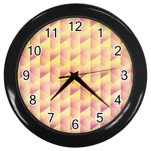 Geometric Pink & Yellow  Wall Clock (Black) from ArtsNow.com Front