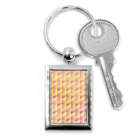 Geometric Pink & Yellow  Key Chain (Rectangle) from ArtsNow.com Front