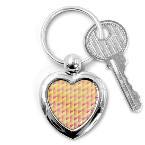 Geometric Pink & Yellow  Key Chain (Heart) from ArtsNow.com Front