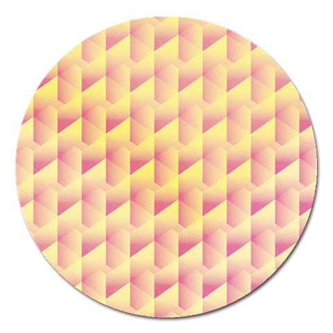 Geometric Pink & Yellow  Magnet 5  (Round) from ArtsNow.com Front