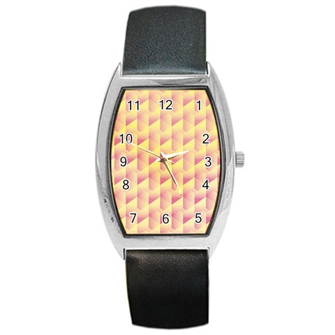 Geometric Pink & Yellow  Tonneau Leather Watch from ArtsNow.com Front