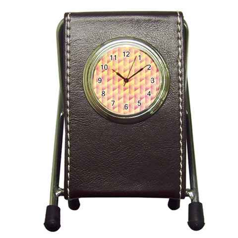 Geometric Pink & Yellow  Stationery Holder Clock from ArtsNow.com Front