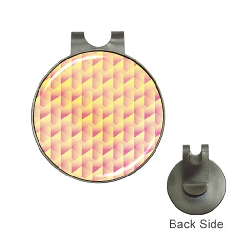 Geometric Pink & Yellow  Hat Clip with Golf Ball Marker from ArtsNow.com Front