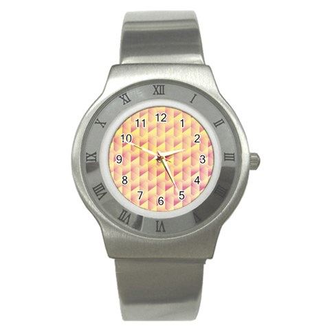 Geometric Pink & Yellow  Stainless Steel Watch (Slim) from ArtsNow.com Front