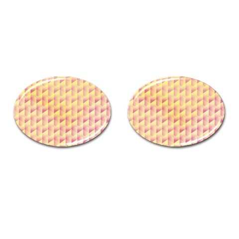 Geometric Pink & Yellow  Cufflinks (Oval) from ArtsNow.com Front(Pair)