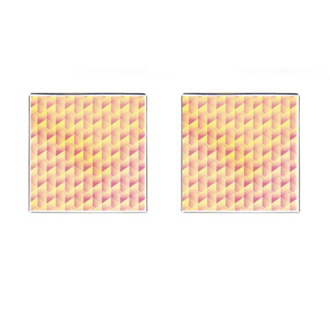 Geometric Pink & Yellow  Cufflinks (Square) from ArtsNow.com Front(Pair)