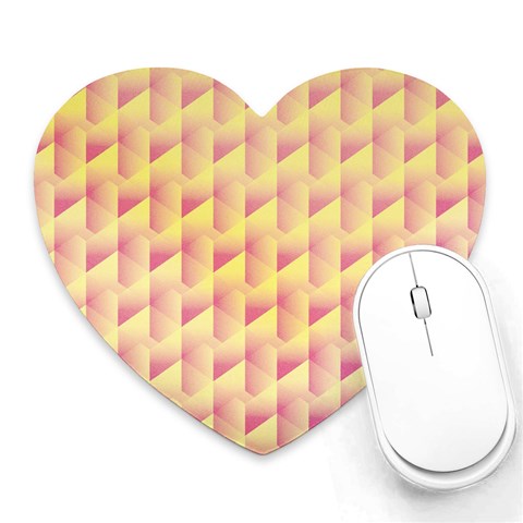 Geometric Pink & Yellow  Mouse Pad (Heart) from ArtsNow.com Front