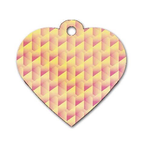 Geometric Pink & Yellow  Dog Tag Heart (One Sided)  from ArtsNow.com Front