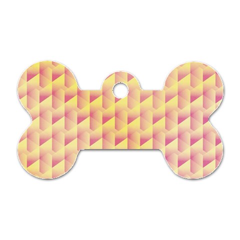 Geometric Pink & Yellow  Dog Tag Bone (One Sided) from ArtsNow.com Front