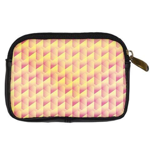 Geometric Pink & Yellow  Digital Camera Leather Case from ArtsNow.com Back