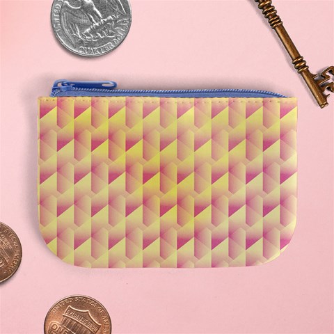 Geometric Pink & Yellow  Coin Change Purse from ArtsNow.com Front