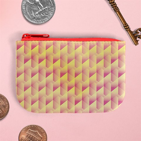 Geometric Pink & Yellow  Coin Change Purse from ArtsNow.com Front