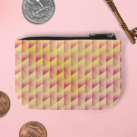 Geometric Pink & Yellow  Coin Change Purse from ArtsNow.com Back