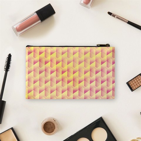 Geometric Pink & Yellow  Cosmetic Bag (Small) from ArtsNow.com Back