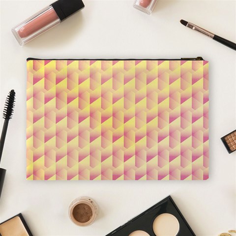 Geometric Pink & Yellow  Cosmetic Bag (Large) from ArtsNow.com Back