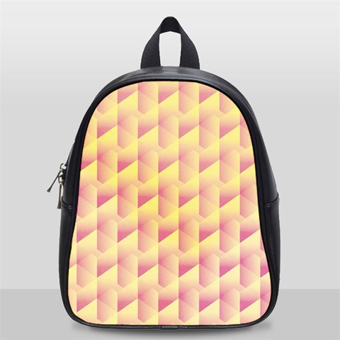 Geometric Pink & Yellow  School Bag (Small) from ArtsNow.com Front