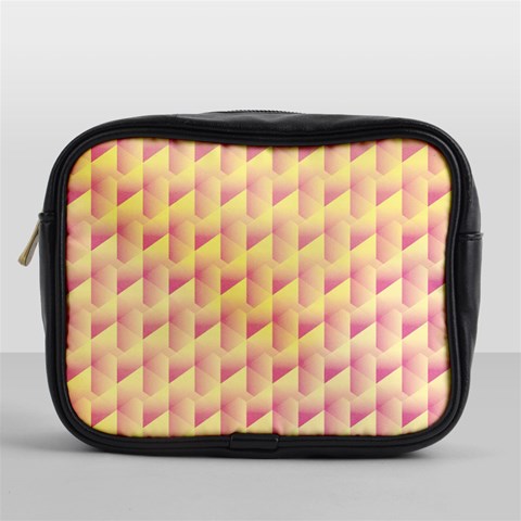 Geometric Pink & Yellow  Mini Travel Toiletry Bag (One Side) from ArtsNow.com Front